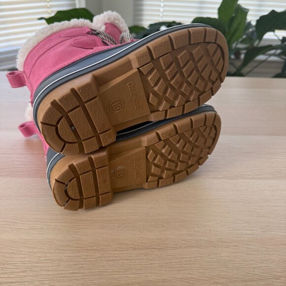 Cat & Jack Girls Pink Gray Faux Fur Winter Boots Size 13 Thermolite Insulation - Picture 8 of 8